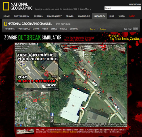 Zombie Outbreak Simulator on National Geographic