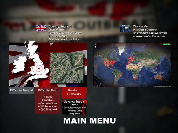 Classic Class 3 Outbreak map selection with world map