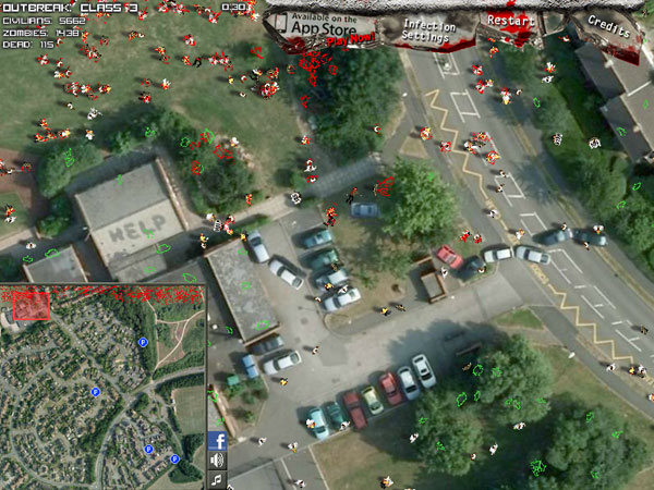 Classic Zombie Outbreak Simulator on Leicester map